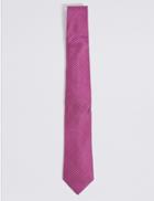 Marks & Spencer Longer Length Silk Rich Textured Tie Pink