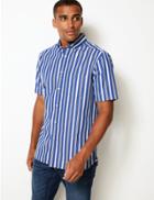 Marks & Spencer Cotton Striped Relaxed Shirt Purple