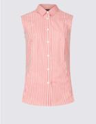 Marks & Spencer Cotton Rich Striped Shirt Red Mix