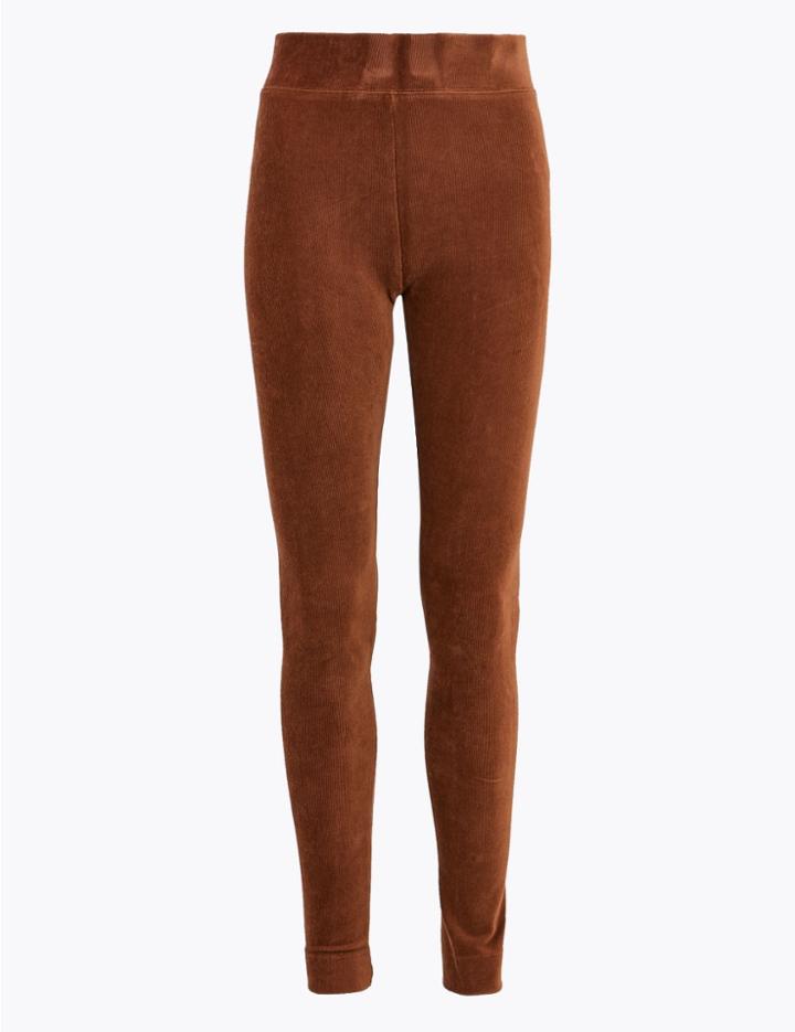 Marks & Spencer Corduroy Slim Fit Ankle Grazer Leggings Copper
