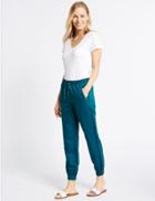 Marks & Spencer Linen Rich Drawstring Joggers Turquoise