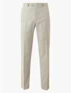 Marks & Spencer Checked Tailored Fit Trousers Neutral