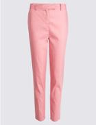Marks & Spencer Linen Rich Stripe Slim Leg Trousers Sugar Pink