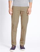 Marks & Spencer Pure Cotton Slim Fit Flat Front Chinos Putty