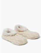 Marks & Spencer Knitted Fleece Booties Oatmeal