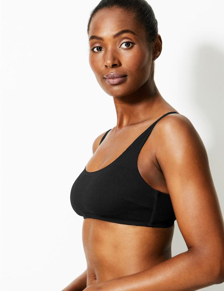 Marks & Spencer Padded Scoop Neck Bikini Top Black