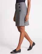 Marks & Spencer Button Front Mini Skirt Grey Mix