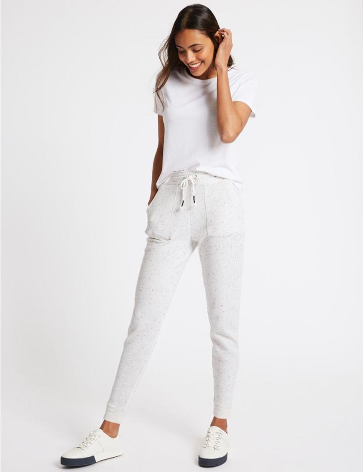 Marks & Spencer Cotton Blend Textured Joggers Neutral