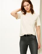Marks & Spencer Pure Cotton Straight Fit T-shirt Cream
