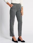 Marks & Spencer Straight Leg Textured Ankle Trousers Black Mix