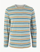 Marks & Spencer Pure Cotton Striped T-shirt Grey Mix