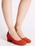 Marks & Spencer Suede Block Heel Court Shoes Flame