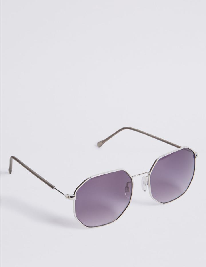Marks & Spencer Flat Hexagon Sunglasses Brown Mix