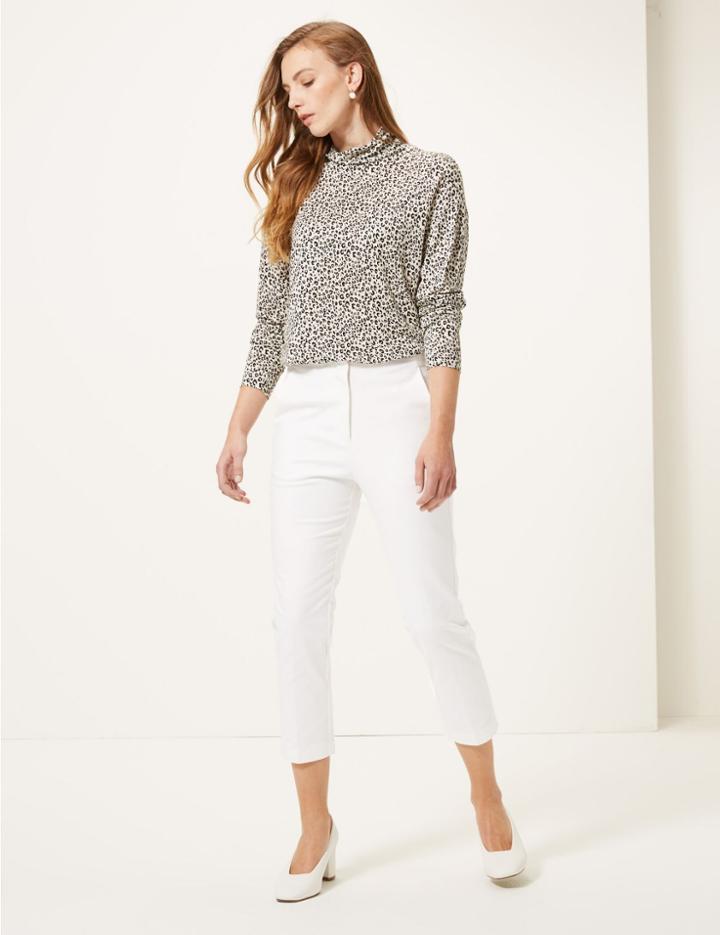 Marks & Spencer Slim Leg Cropped Trousers Winter White