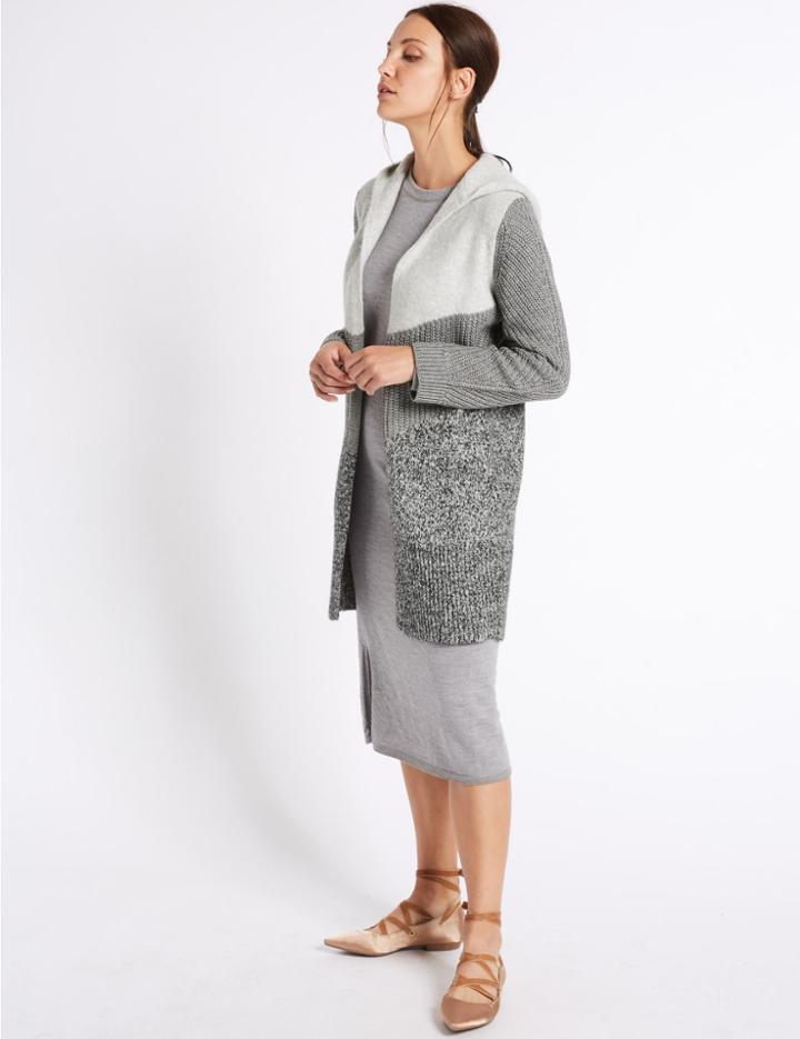 Marks & Spencer Colour Block Cardigan Grey Mix