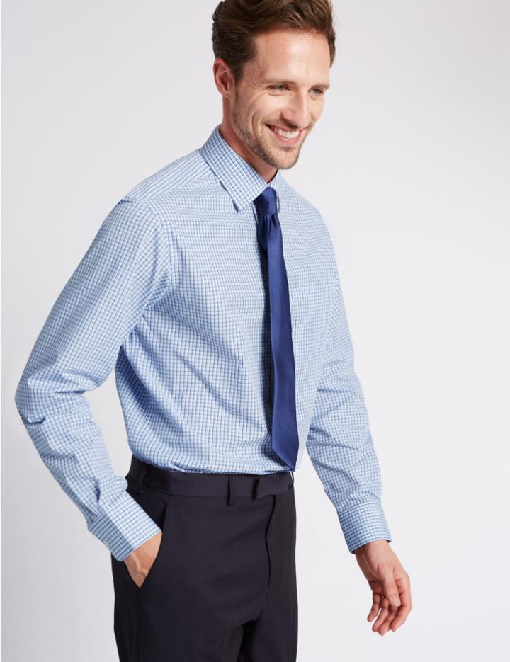 Marks & Spencer 2 Pack Easy To Iron Shirts With Tie Ink