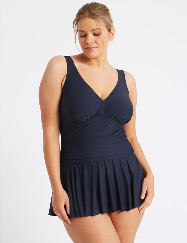 Marks & Spencer Plus Secret Slimming&trade; Skirted Swimsuit Navy