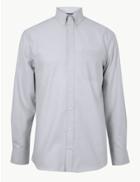 Marks & Spencer Pure Cotton Tailored Fit Oxford Shirt Light Grey