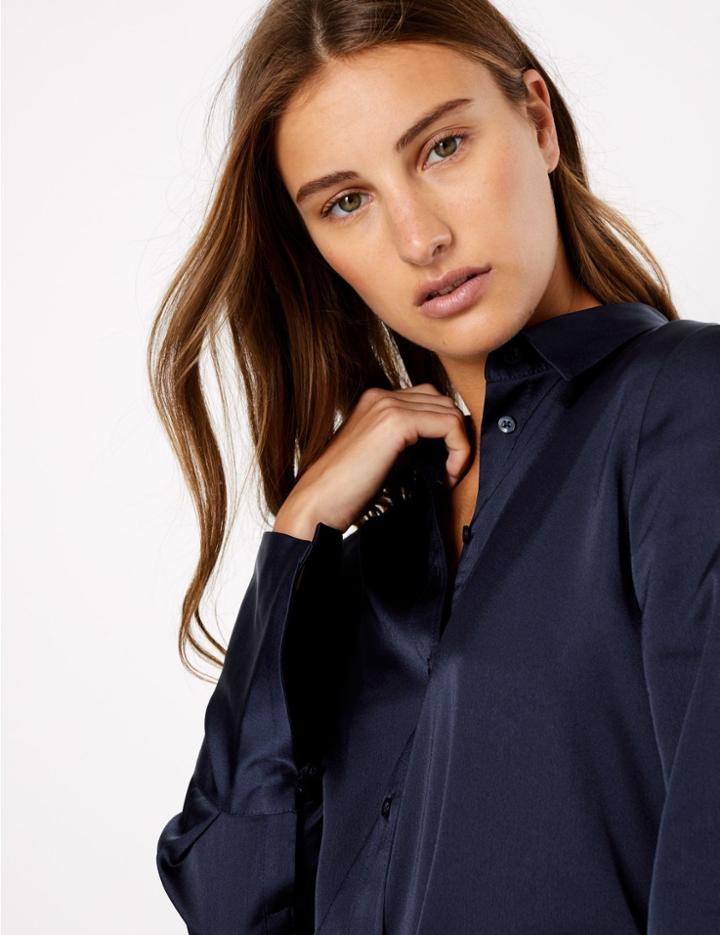 Marks & Spencer Satin Flared Cuff Shirt
