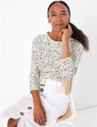 Marks & Spencer Pure Cotton Raglan Print Regular Fit T-shirt Cream Mix