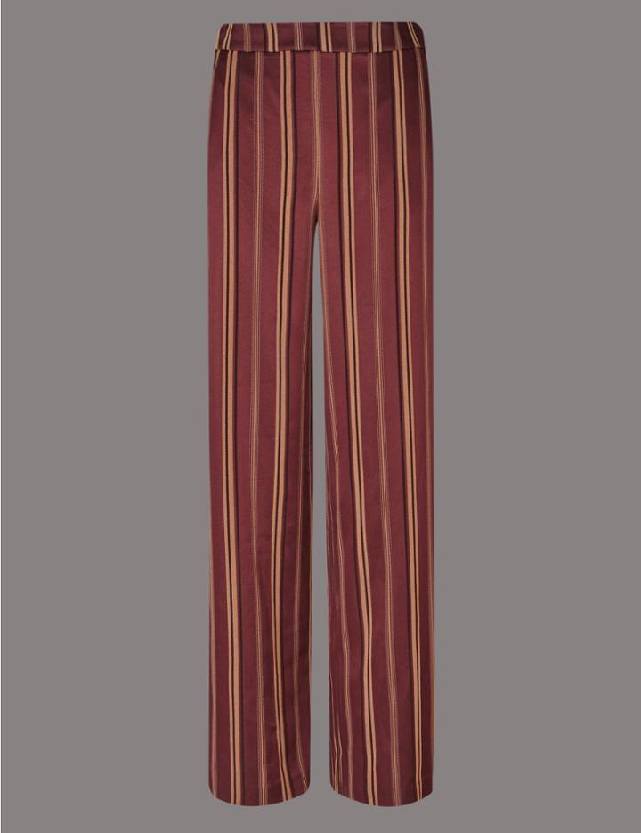 Marks & Spencer Striped Wide Leg Trousers Red Mix