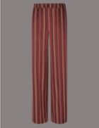 Marks & Spencer Striped Wide Leg Trousers Red Mix