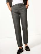 Marks & Spencer Checked Straight Leg Ankle Grazer Trousers Grey Mix