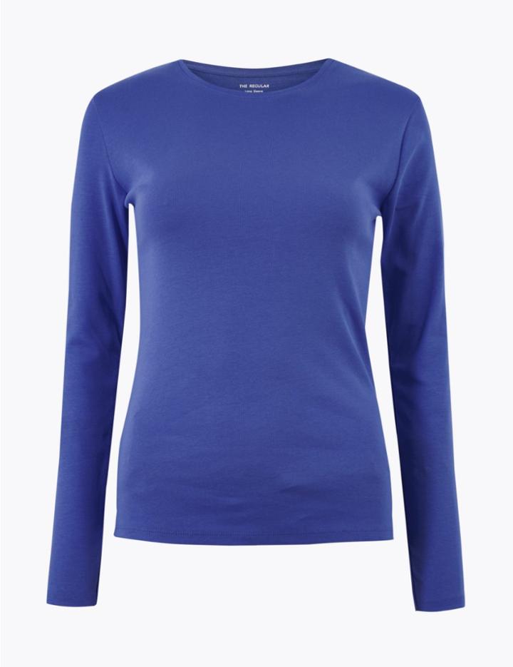 Marks & Spencer Pure Cotton Regular Fit T-shirt Rich Blue