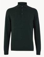 Marks & Spencer Knitted Long Sleeve Polo Shirt Green