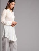 Marks & Spencer Textured Longline Long Sleeve Shirt Soft White
