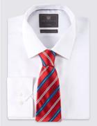 Marks & Spencer Pure Silk Striped Tie Red Mix
