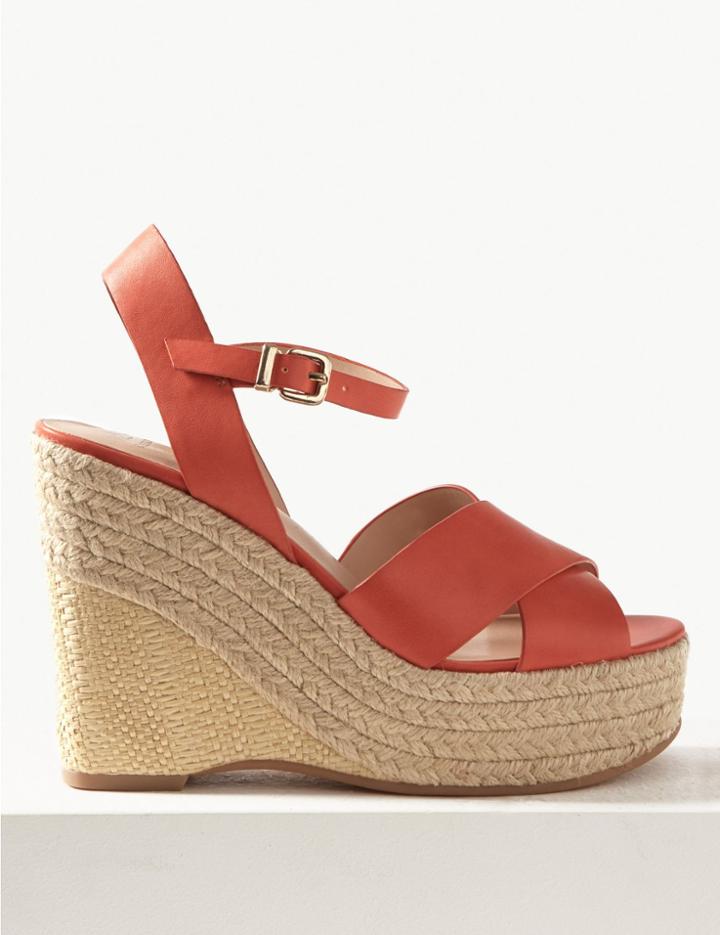 Marks & Spencer Wedge Heel Espadrille Sandals Orange