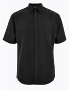 Marks & Spencer Bamboo Jacquard Short Sleeve Shirt Black