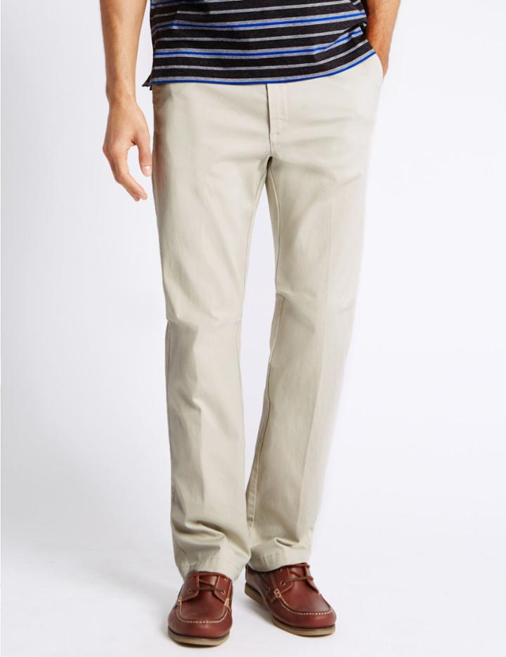 Marks & Spencer Cotton Rich Chino Trousers Stone