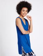 Marks & Spencer Pleated V-neck Sleeveless Tunic Cobalt