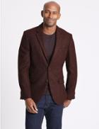 Marks & Spencer Pure Wool Textured Tailored Fit Jacket Rust