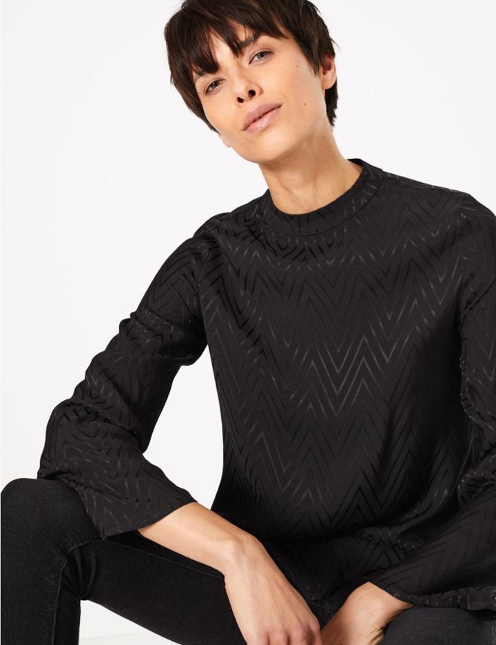 Marks & Spencer Chevron Shell Top Black