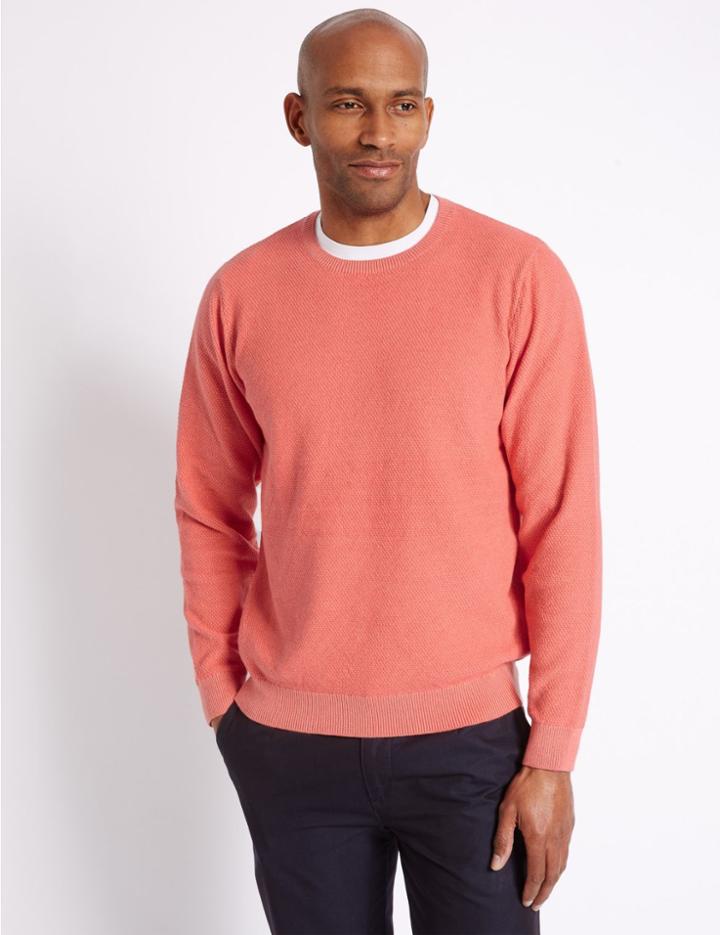 Marks & Spencer Pure Cotton Textured Jumper Poppy