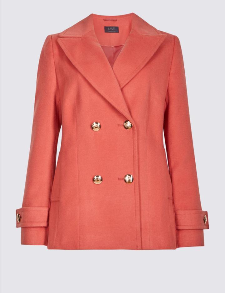 Marks & Spencer Double Breasted Peacoat Cinnamon Blush