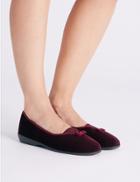 Marks & Spencer V-throat Bow Ballerina Slippers Berry