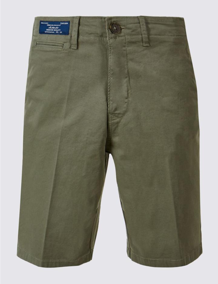 Marks & Spencer Cotton Rich Shorts Khaki