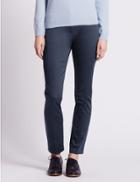 Marks & Spencer Cotton Rich Straight Leg Trousers Navy