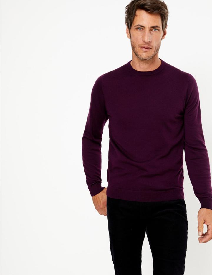 Marks & Spencer Merino Wool Crew Neck Jumper Plum