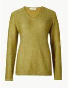 Marks & Spencer Sequin V-neck Jumper Winter Lime