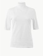 Marks & Spencer High Neck Short Sleeve T-shirt Soft White