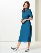 Marks & Spencer Half Sleeve Waisted Midi Dress Teal