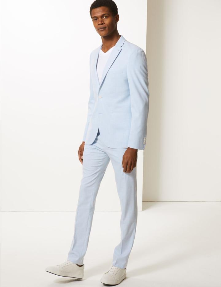 Marks & Spencer Blue Skinny Fit Jacket Light Blue