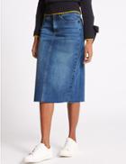 Marks & Spencer Dark Pocket Midi Skirt Indigo Mix