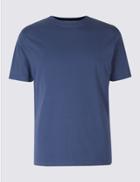 Marks & Spencer Slim Fit Pure Cotton Crew Neck T-shirt Dark Denim