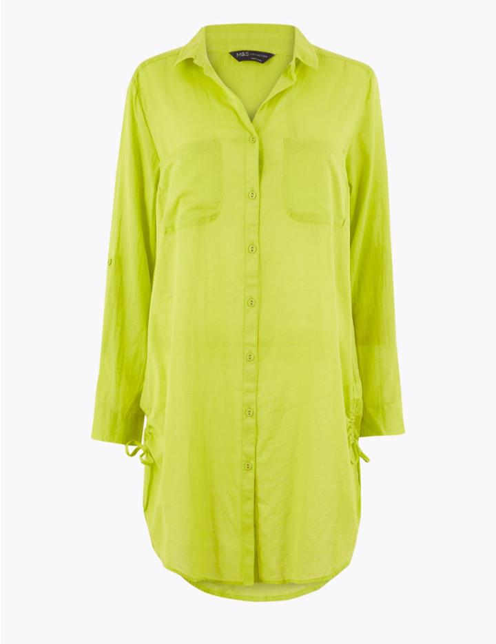 Marks & Spencer Pure Cotton Shirt Beach Dress Lime